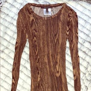 BCBGMAXAZRIA animal/wood print long sleeve shirt